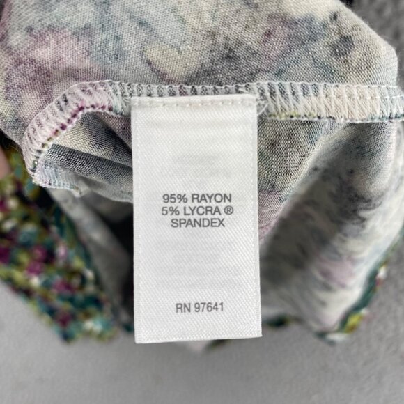 J Jill Top Womens Medium Green Multi Floral Wearever Long Sleeve Tunic Stretch - Picture 6 of 10